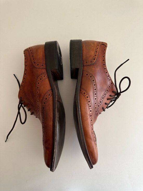 Cole Haan brown leather brogued wingtip oxford dress shoes main image 6